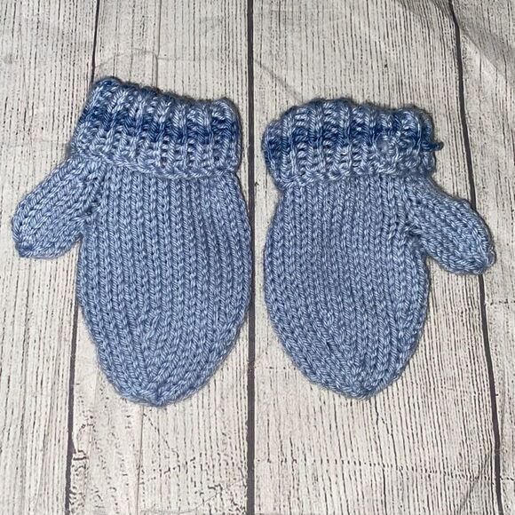 Toddler knit mittens blue  - Picture 1 of 4